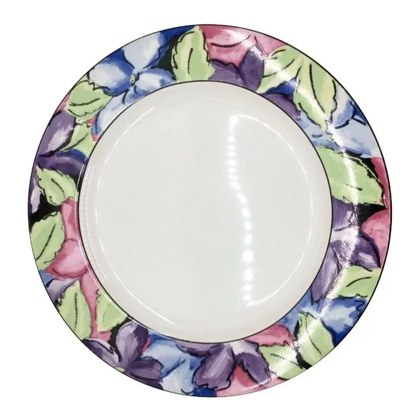3 Vitromaster 10.5" Dinner Plates Stoneware 1993 Morning Glory Pattern